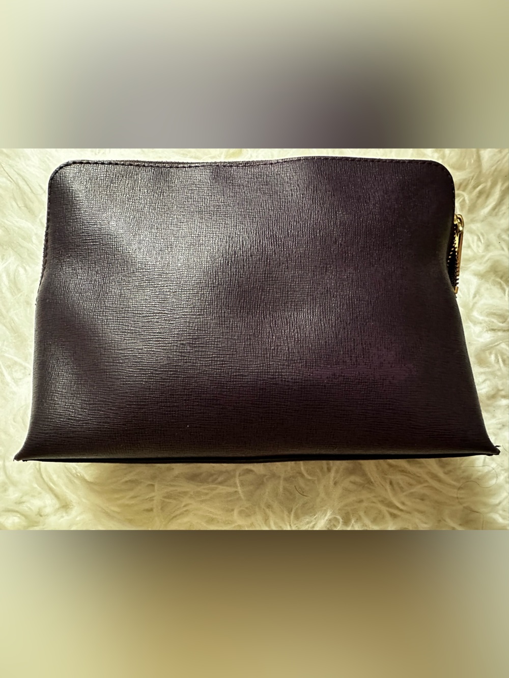 Coach Plum Leather Zip Pouch with Gold Logo - Picture 4 of 7